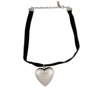 Saint Laurent Velvet Oversized Heart Choker Necklace